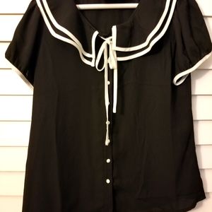 Black and White Voodoo Vixen button up with tie